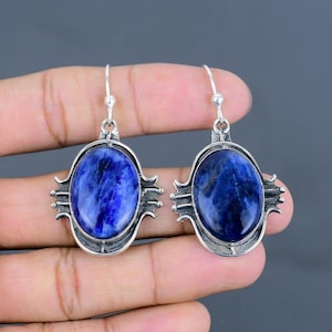 Sodalite Earrings 925 Sterling Silver Earring Natural Gemstone Earring Handmade Sodalite Jewelry Gifts For Mother Very Pretty Dangle Earring