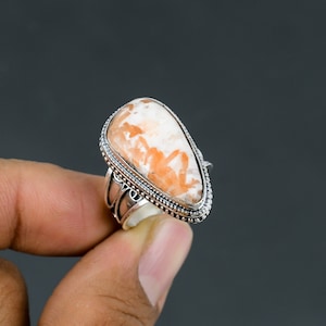 Scolecite Ring 925 Sterling Silver Ring Elegant Jewelry Ring Size 8.25 Natural Gemstone Jewelry Brand New Ring Handmade Ring Engagement Gift