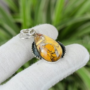 Brecciated Mookaite Pear Pendant: Handmade 925 Sterling Silver Gemstone Jewelry