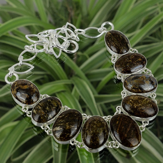 Bronzite Necklace 925 Sterling Silver Necklace Adjustable Chain