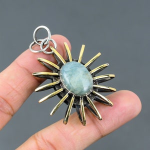 Aquamarine Pendant 925 Sterling Silver Pendant Handmade Jewelry 18K Gold Plated Pendant Cage Jewelry Gift For Women Genuine Gemstone Pendant
