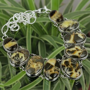 Handmade Septarian Necklace: Vintage 925 Sterling Silver Adjustable Chain