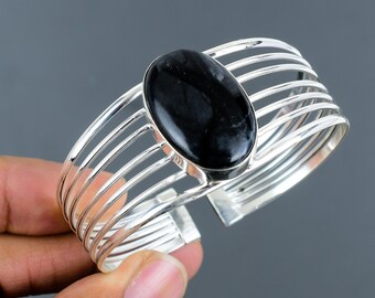 Handgemachte Picasso Jaspis Armspange: Anpassbarer Sterling Silber Armreif