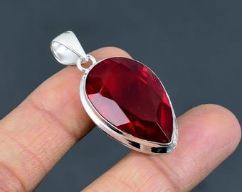Collier En Argent 925 Et Grenat Du Mozambique - Fait Main, Réglable 18 Pouces - Style Victorien