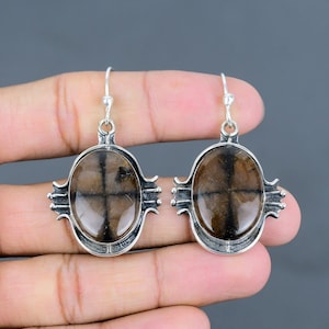 Chiastolite Earrings 925 Sterling Silver Earring Very Pretty Gemstone Earrings Unique Style Jewelry Handmade Designer Earring Gifts For Her