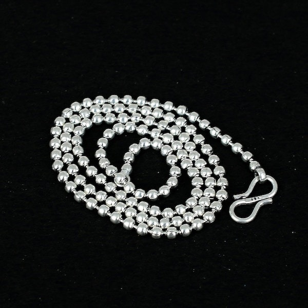 Chaîne de perles en argent, bijoux en argent, chaîne en argent sterling 925, chaîne de bijoux faits main pour pendentifs, chaîne de collier fait main, chaîne de boules d'argent