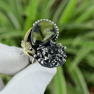 Gogunjula Ring 925 Sterling Silver Ring Adjustable Ring 18K Gold Plated Handmade Natural Gemstone Ring Parrot Ring Anniversary Gift For Mom