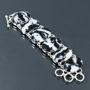 White Buffalo Turquoise Bracelet: Handmade 925 Sterling Silver Adjustable Chain