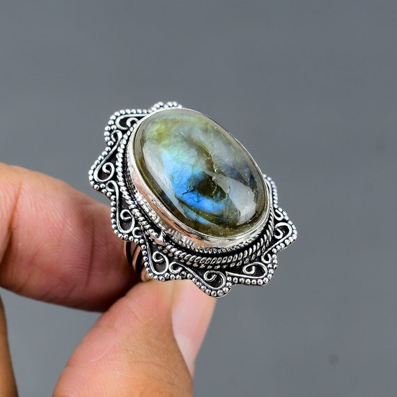 Buy Exquisite Labradorite Vintage Ring Size 9, Gemstone Ring, Blue