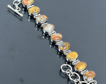 Maligano Jaspis Armband: Handgefertigte verstellbare Kette aus 925 Sterlingsilber