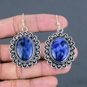 Sodalite Earrings 925 Sterling Silver Earring Designer Earring Decent Jewelry Top Quality Gemstone Earring Engagement Gifts Handmade Jewelry