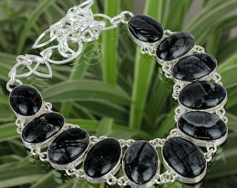 Handmade Picasso Jasper 925 Sterling Silver Necklace: Adjustable Gemstone Jewelry