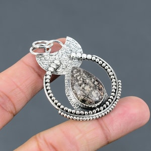 Dinosaur Bone Pendant: Handmade 925 Sterling Silver Gemstone Jewelry