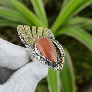 Imperial Jasper Ring 925 Sterling Silver Ring Adjustable Ring 18K Gold Plated Handmade Jewelry Genuine Gemstone Ring Brand New Rings