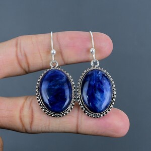 Sodalite Earrings 925 Sterling Silver Earring Wonderful Vintage Earring Natural Sodalite Jewelry Handmade Gemstone Earring Engagement Gifts