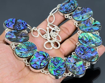 Abalone Shell 925 Sterling Silver Necklace - Handmade Gemstone Jewelry