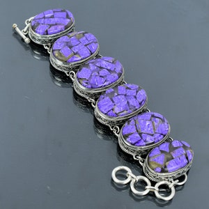 Copper Charoite Bracelet: Handmade 925 Sterling Silver Adjustable Chain