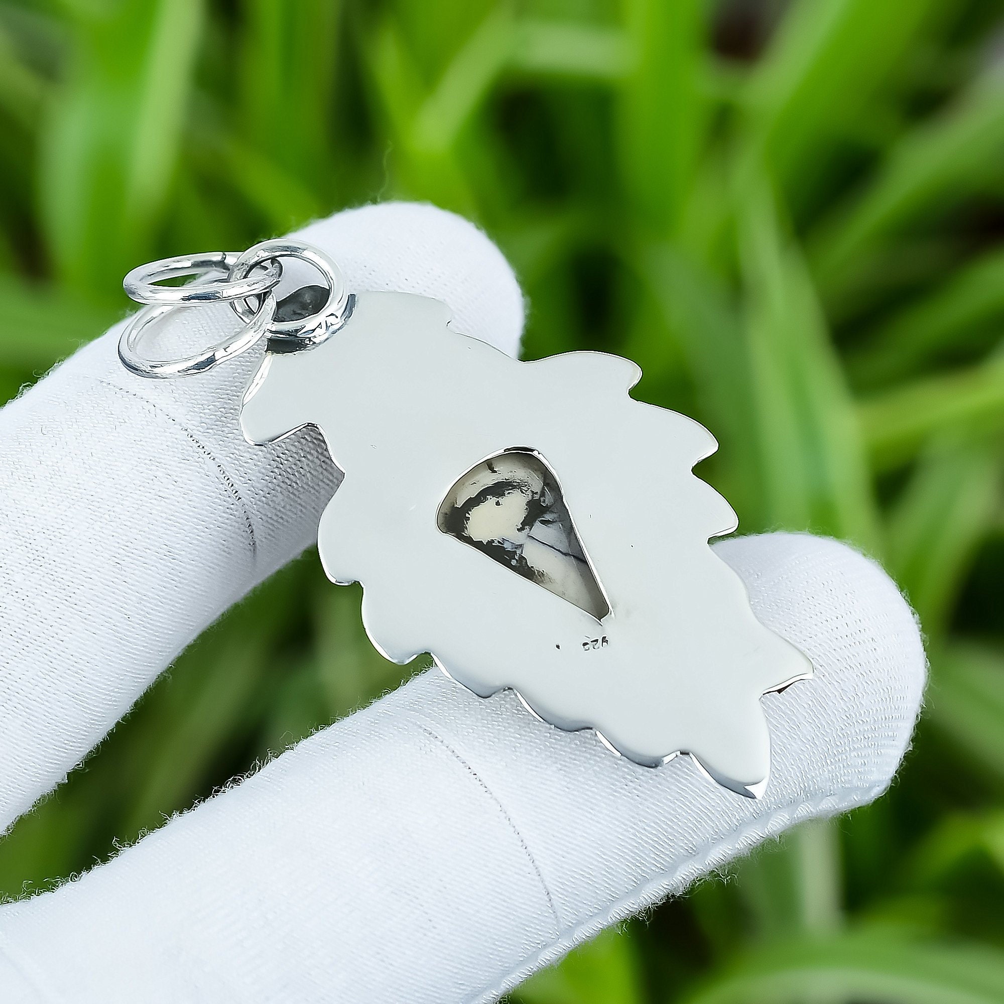 ハンドメイド磁器製ジャスパーペンダント：ペアストーン、スターリング