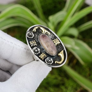 Coffee Bean Jasper Ring 925 Sterling Silver Ring Adjustable Ring 18K Gold Plated Handmade Ring Original Gemstone Ring Engagement Ring