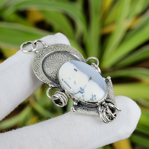 Handmade Dendrite Opal 925 Sterling Silver Pendant