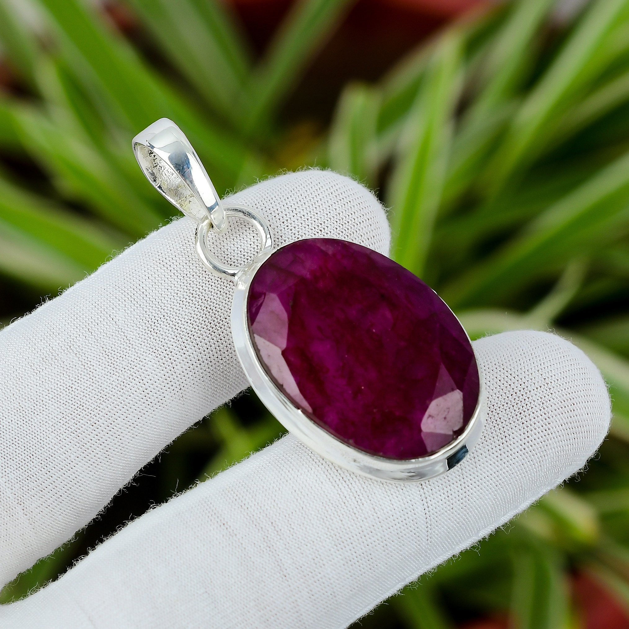 Faceted Kashmir Ruby 925 Sterling Silver Handmade Pendant - Etsy