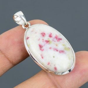 Oval Cinnabar Pendant: Handmade 925 Sterling Silver Gemstone Jewelry