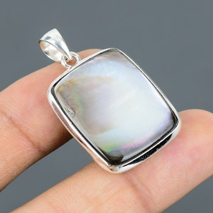 Radiant Mother of Pearl Pendant: Handmade 925 Sterling Silver Jewelry