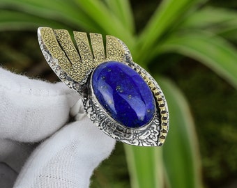 Lapis Lazuli Ring 925 Sterling Silver Ring Adjustable Ring 18K Gold Plated Gemstone Ring Natural Stone Ring Handmade Jewelry For Gift