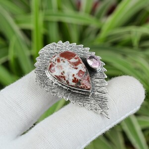 Rainbow Jasper Pendant Pink Topaz Pendant 925 Sterling Silver Pendant Real Gemstone Pendant Handmade Jewelry Designer Pendant Wedding Gift
