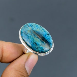 Neon Apatite Ring 925 Sterling Silver Ring Adjustable Rings Handmade Boho Jewelry Unique Design Ring Gemstone Ring For Gift Wedding Jewelry
