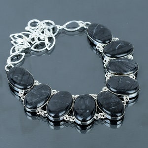 Handmade Picasso Jasper Necklace: Oval Gemstone, 925 Sterling Silver