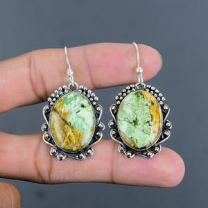 Australian Chrome Chalcedony Earrings: Handmade 925 Sterling Silver Boho Dangles