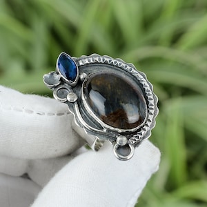 Golden Pietersite Ring Tanzanite Quartz Ring 925 Sterling Silver Ring Ring Size 7.75 Gemstone Ring Handmade Ring Statement Jewelry For Gift