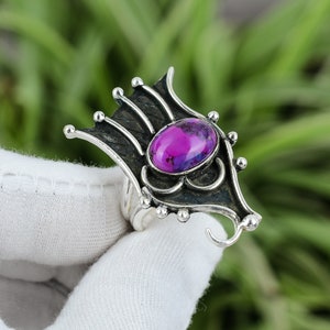 Lila Türkis Ring 925 Sterling Silber Ring Größe 8,75 Wundervoller Edelstein Ring Boho Hippie Schmuck Geschenk für Braut