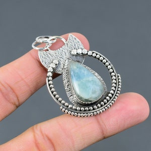 Aquamarine Pendant 925 Sterling Silver Pendant Handmade Stylish Jewelry Genuine Gemstone Pendant Women Pendant Gift For Wife Elegant Jewelry