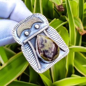 Dragon Bloodstone Pendant 925 Sterling Silver Pendant 18K Gold Plated Natural Gemstone Pendant Handmade Jewelry Christmas Gift For Mom