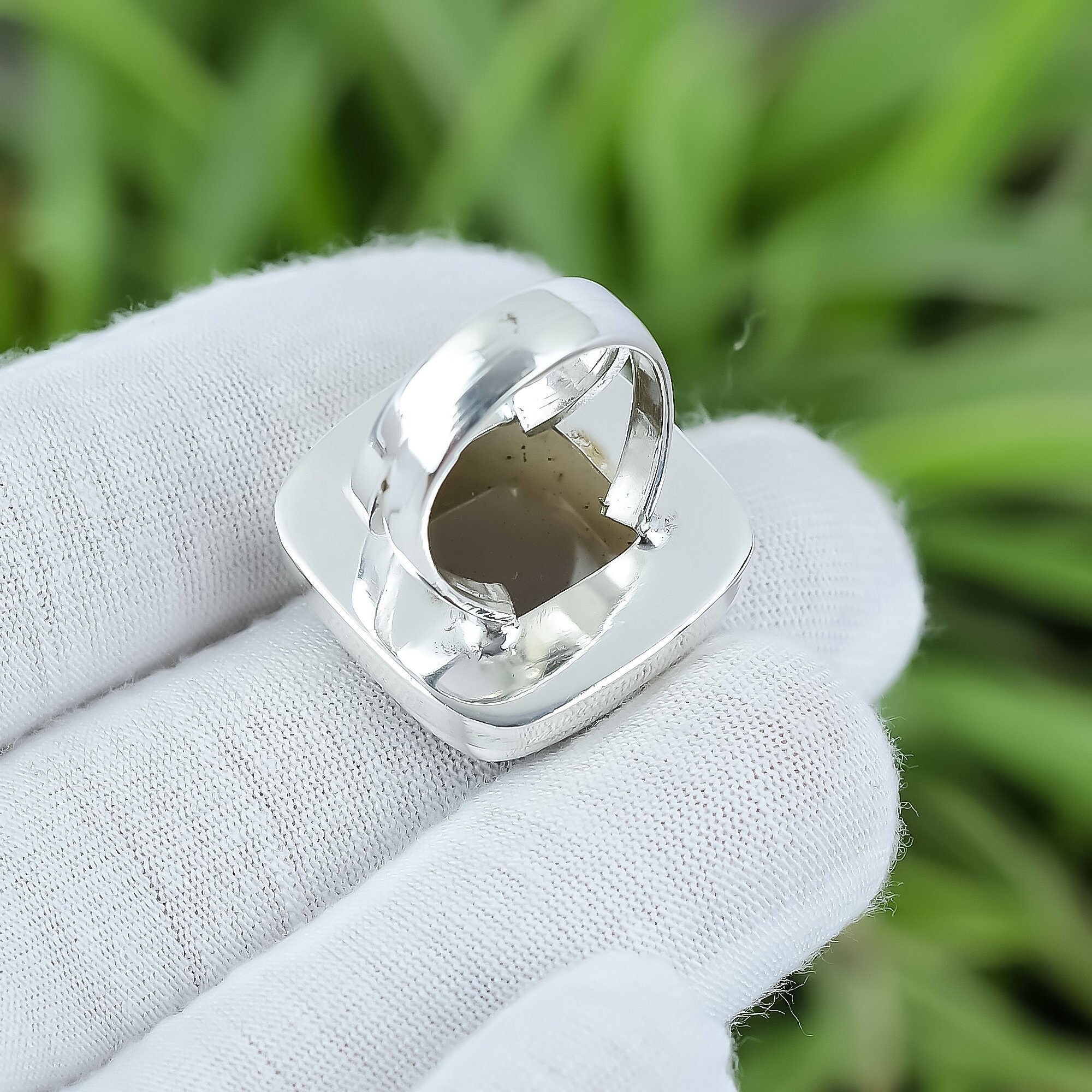 新品モンタナアゲート　シルバーリング ハンドメイドモンタナアゲートリング：スターリングシルバー、サイズ