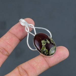 Handmade Dragon Bloodstone Pendant: Sterling Silver Boho Jewelry