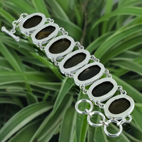 遺品整理 ブレスレット モロッコ マッドクラック 化石ブレスレット 925 スターリングシルバー