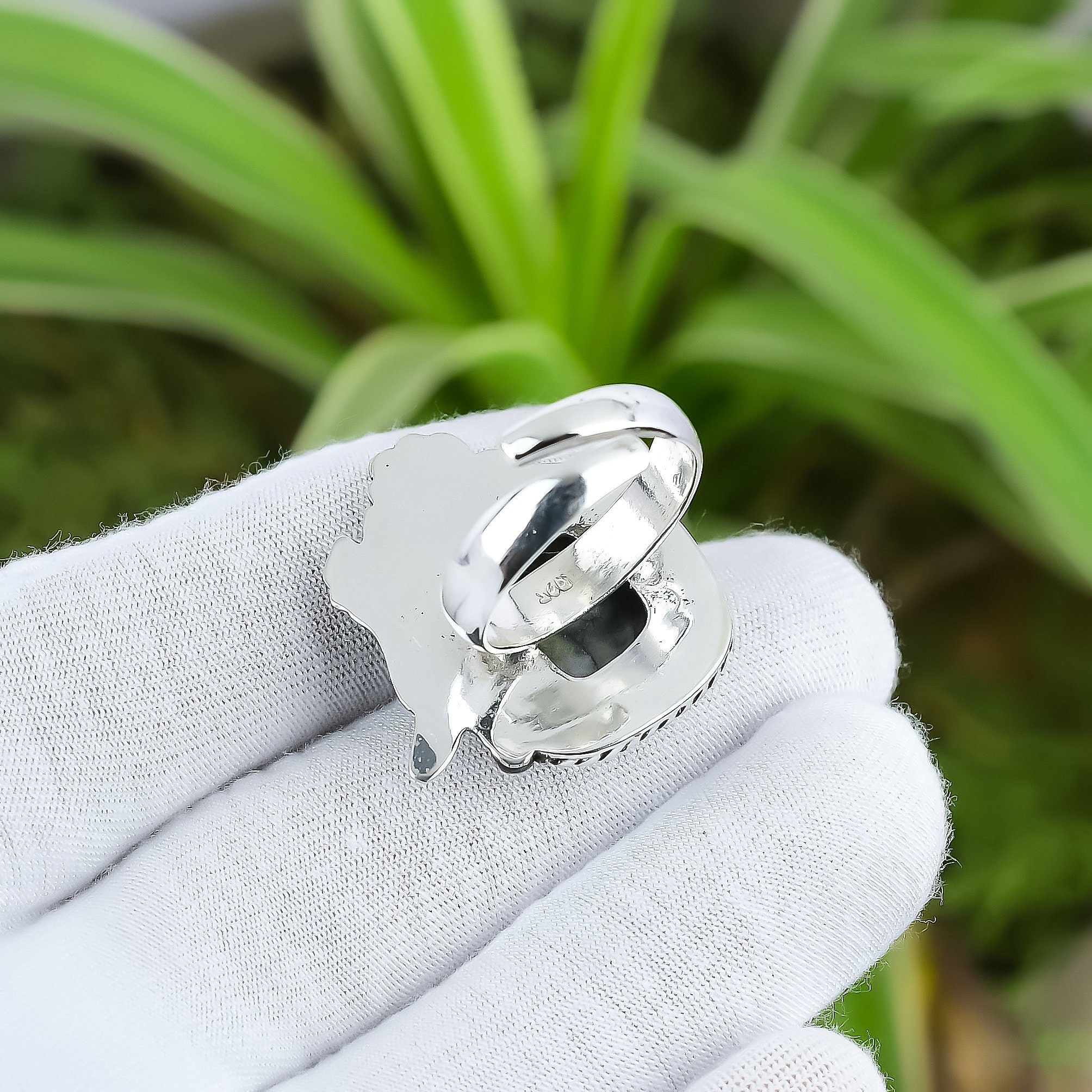 Pinolith Jasper Ring 925 Sterling Silver Ring Adjustable | Etsy UK