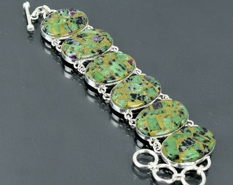 Kupfer Rubin Zoisit Armband: Handgemachte 925 Sterling Silber Kette