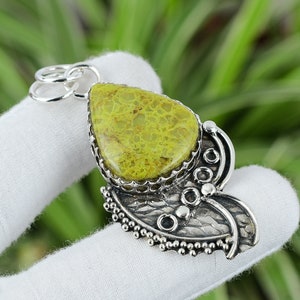 Australian Serpentine Pendant 925 Sterling Silver Pendant Gemstone Classic Pendant Handmade Silver Jewelry Natural Stone Pendant Bridal Gift