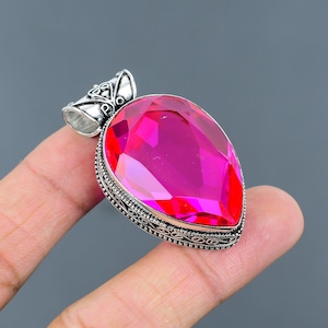 Faceted Pink Fire Topaz Pendant 925 Sterling Silver Pendant High Quality Gemstone Pendant Handmade Designer Vintage Pendant Gift For Mother
