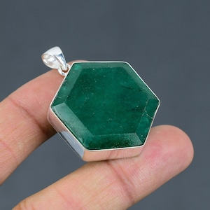 Handmade Zambian Emerald Pendant: Faceted 925 Sterling Silver Jewelry