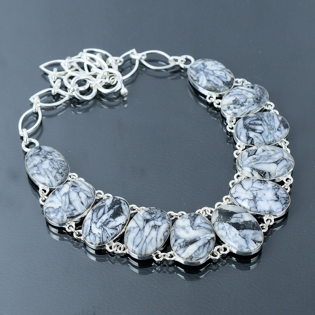 Pinolith Jasper Necklace 925 Sterling Silver Necklace Adjustable Chain ...