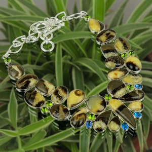 Septarier Halskette Multi Stein Halskette 925 Sterling Silber Halskette Verstellbare Kette Halskette Edelstein Halskette Handgemacht Frauen Schmuck