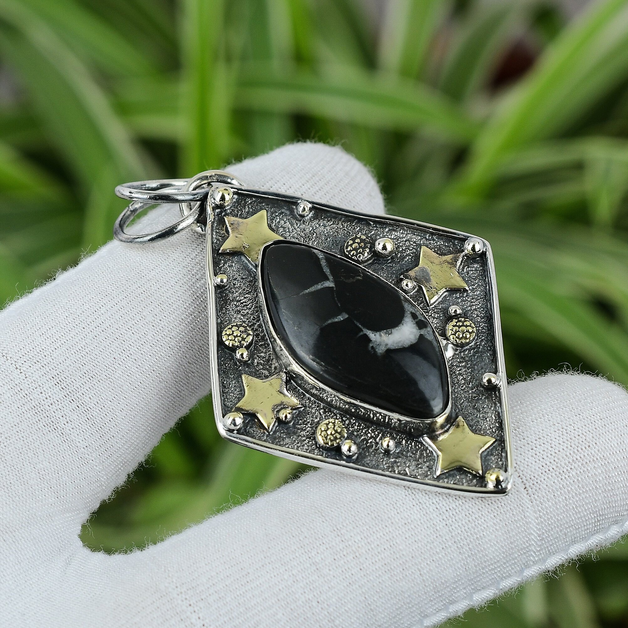 Oxidized Sterling Silver Moroccan Mud Crack Fossil Pendant - Etsy