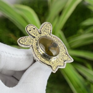 Tibetan Turquoise Ring 925 Sterling Silver Ring Adjustable Ring 18K Gold Plated Real Gemstone Ring Handmade Unique Ring Tortoise Ring