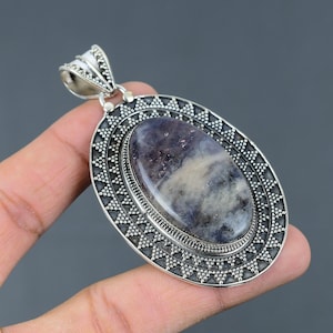 Handmade Iolite Sunstone Pendant: 925 Sterling Silver Gemstone Jewelry