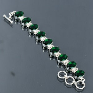 Faceted Chrome Diopside Bracelet 925 Sterling Silver Bracelet Adjustable Chain Bracelet Real Gemstone Bracelet Handmade Jewelry Gift For Him